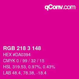 カラーコード: RGB 218 3 148 | qconv.com