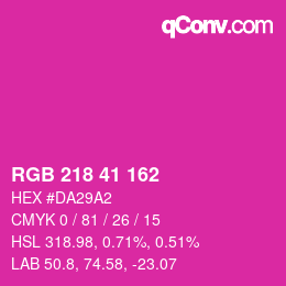 Color code: RGB 218 41 162 | qconv.com