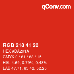 Color code: RGB 218 41 26 | qconv.com