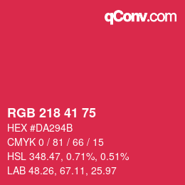 カラーコード: RGB 218 41 75 | qconv.com