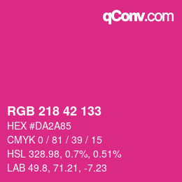 カラーコード: RGB 218 42 133 | qconv.com