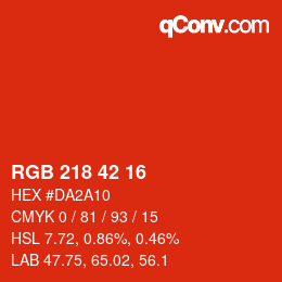カラーコード: RGB 218 42 16 | qconv.com