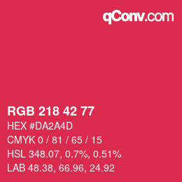 颜色代码: RGB 218 42 77 | qconv.com