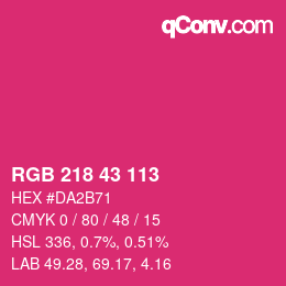 颜色代码: RGB 218 43 113 | qconv.com