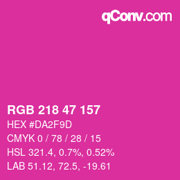 カラーコード: RGB 218 47 157 | qconv.com