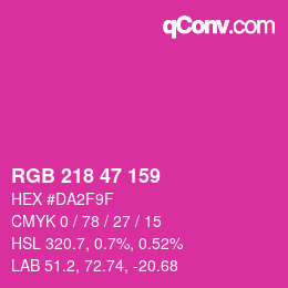 カラーコード: RGB 218 47 159 | qconv.com