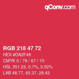 Color code: RGB 218 47 72 | qconv.com