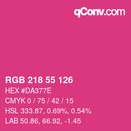 颜色代码: RGB 218 55 126 | qconv.com