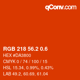 カラーコード: RGB 218 56.2 0.6 | qconv.com