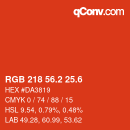 カラーコード: RGB 218 56.2 25.6 | qconv.com