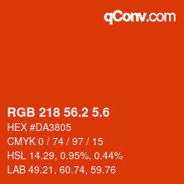 カラーコード: RGB 218 56.2 5.6 | qconv.com