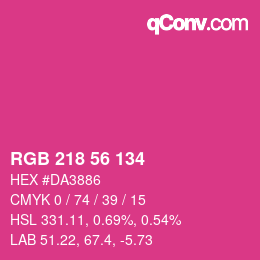 カラーコード: RGB 218 56 134 | qconv.com