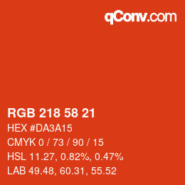 カラーコード: RGB 218 58 21 | qconv.com