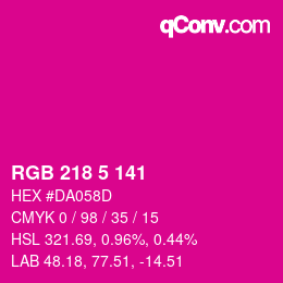 カラーコード: RGB 218 5 141 | qconv.com