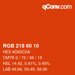 カラーコード: RGB 218 60 10 | qconv.com
