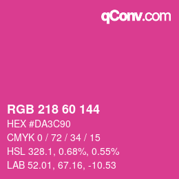 颜色代码: RGB 218 60 144 | qconv.com