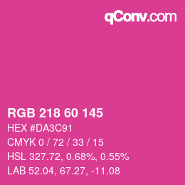 カラーコード: RGB 218 60 145 | qconv.com