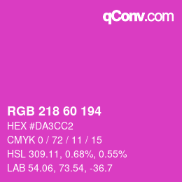 カラーコード: RGB 218 60 194 | qconv.com