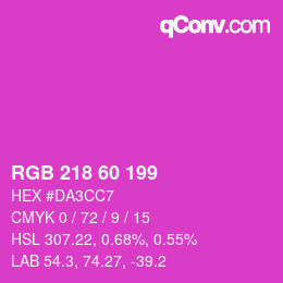 カラーコード: RGB 218 60 199 | qconv.com