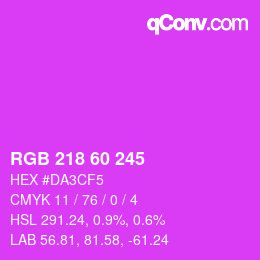 Color code: RGB 218 60 245 | qconv.com