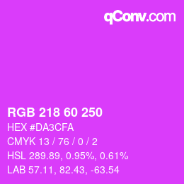 カラーコード: RGB 218 60 250 | qconv.com