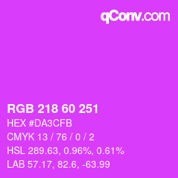 カラーコード: RGB 218 60 251 | qconv.com