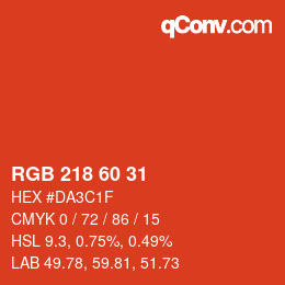 カラーコード: RGB 218 60 31 | qconv.com