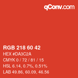 Color code: RGB 218 60 42 | qconv.com