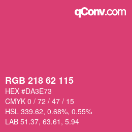 颜色代码: RGB 218 62 115 | qconv.com