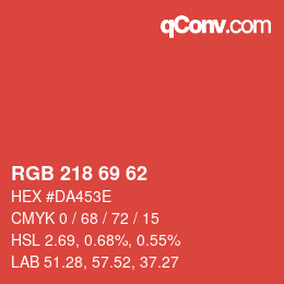 カラーコード: RGB 218 69 62 | qconv.com