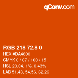 カラーコード: RGB 218 72.8 0 | qconv.com