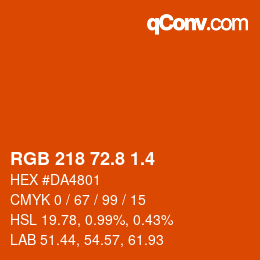 カラーコード: RGB 218 72.8 1.4 | qconv.com