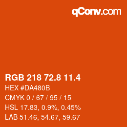 カラーコード: RGB 218 72.8 11.4 | qconv.com