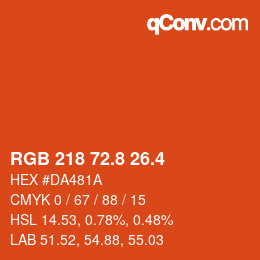 カラーコード: RGB 218 72.8 26.4 | qconv.com