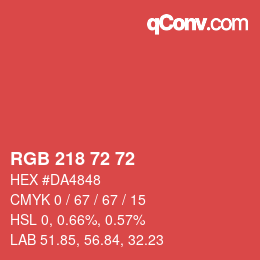 Color code: RGB 218 72 72 | qconv.com