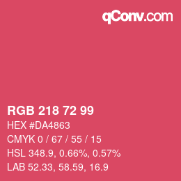 Color code: RGB 218 72 99 | qconv.com