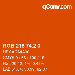 カラーコード: RGB 218 74.2 0 | qconv.com
