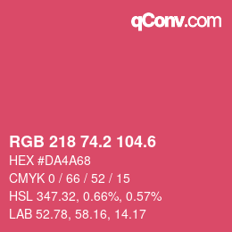 カラーコード: RGB 218 74.2 104.6 | qconv.com