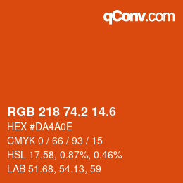 カラーコード: RGB 218 74.2 14.6 | qconv.com