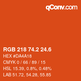 カラーコード: RGB 218 74.2 24.6 | qconv.com
