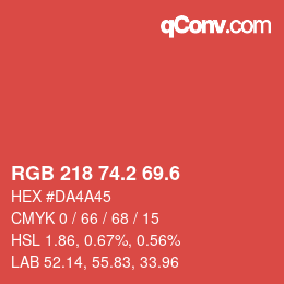 カラーコード: RGB 218 74.2 69.6 | qconv.com