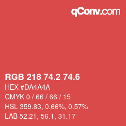 カラーコード: RGB 218 74.2 74.6 | qconv.com