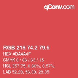 カラーコード: RGB 218 74.2 79.6 | qconv.com