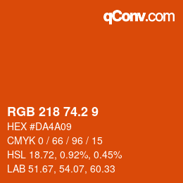 カラーコード: RGB 218 74.2 9 | qconv.com