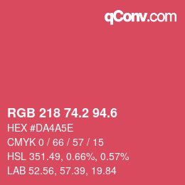 カラーコード: RGB 218 74.2 94.6 | qconv.com