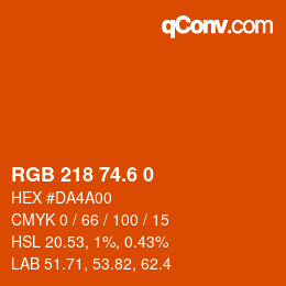 カラーコード: RGB 218 74.6 0 | qconv.com