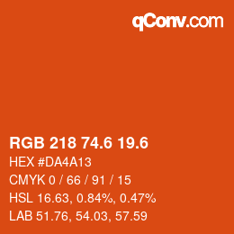 カラーコード: RGB 218 74.6 19.6 | qconv.com
