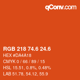 カラーコード: RGB 218 74.6 24.6 | qconv.com