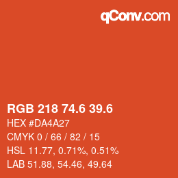 カラーコード: RGB 218 74.6 39.6 | qconv.com