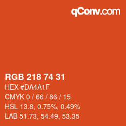カラーコード: RGB 218 74 31 | qconv.com